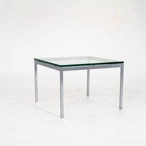 SOLD 2010s Florence Knoll Square End Table, Model 2510T by Florence Knoll in Chromed Steel and Glass 2x Available