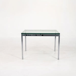 SOLD 2010s Florence Knoll Square End Table, Model 2510T by Florence Knoll in Chromed Steel and Glass 2x Available