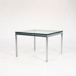 SOLD 2010s Florence Knoll Square End Table, Model 2510T by Florence Knoll in Chromed Steel and Glass 2x Available