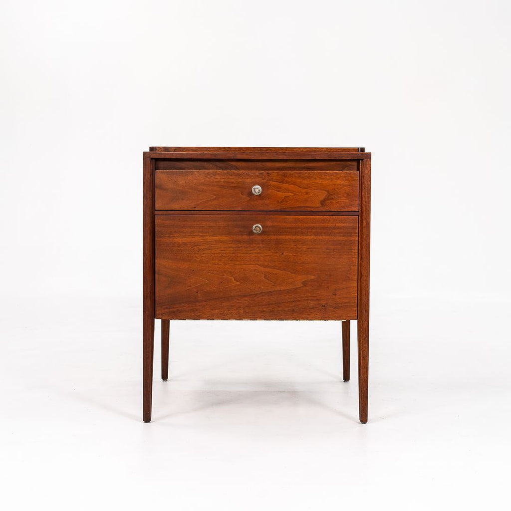 SOLD 1960s Grand Rapids Walnut Nightstand Cabinet by Paul McCobb for Widdicomb Walnut, Metal