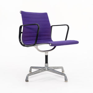 1970s Eames Aluminum Group Side Chair, EA108 by Ray and Charles Eames for Herman Miller in Purple Alexander Girard-Designed Hopsack Fabric