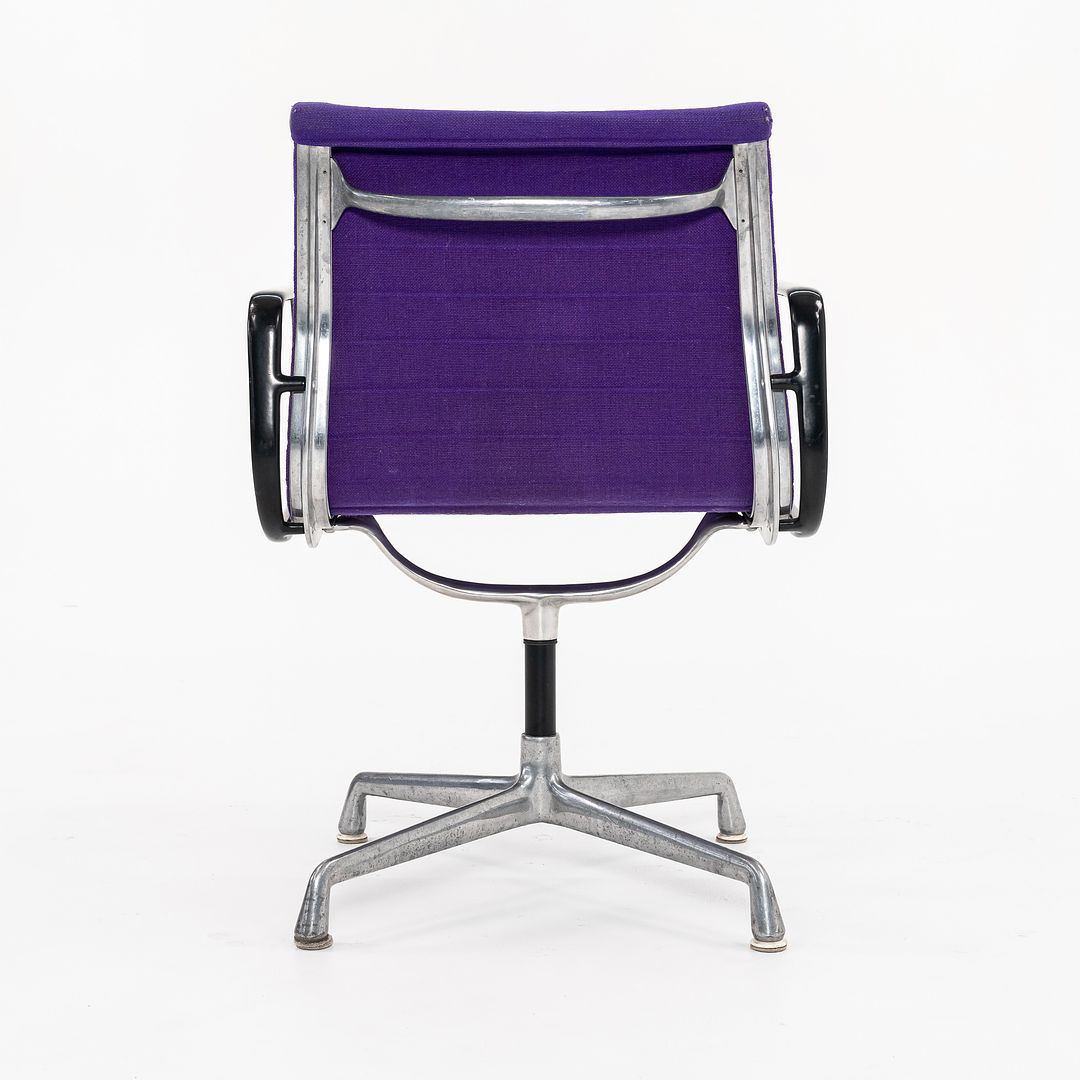 1970s Eames Aluminum Group Side Chair, EA108 by Ray and Charles Eames for Herman Miller in Purple Alexander Girard-Designed Hopsack Fabric