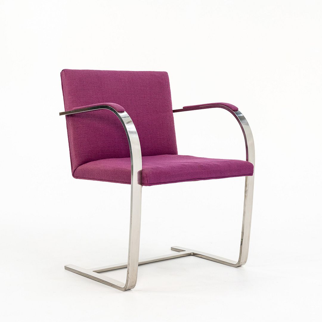1960s Set of Four Stainless Steel Flat Bar Brno Armchairs, Model MR50, by Mies van der Rohe and Lily Reich
