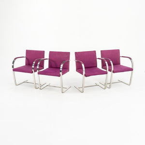1960s Set of Four Stainless Steel Flat Bar Brno Armchairs, Model MR50, by Mies van der Rohe and Lily Reich