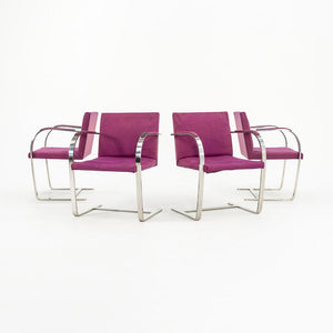 1960s Set of Four Stainless Steel Flat Bar Brno Armchairs, Model MR50, by Mies van der Rohe and Lily Reich