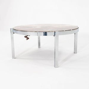 1970s Cipollino Ondulato Marble and Chromed Steel Coffee Table 42 Inch Diameter