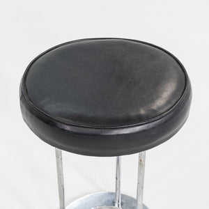 1970s Paul Mayen for Habitat Occasional Stool in Chrome and Black Vinyl 18"