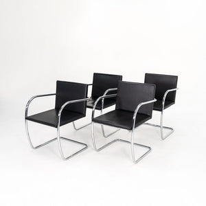 2006 Brno Thin Pad Dining Chair 245A by Mies van der Rohe for Knoll in Black Leather