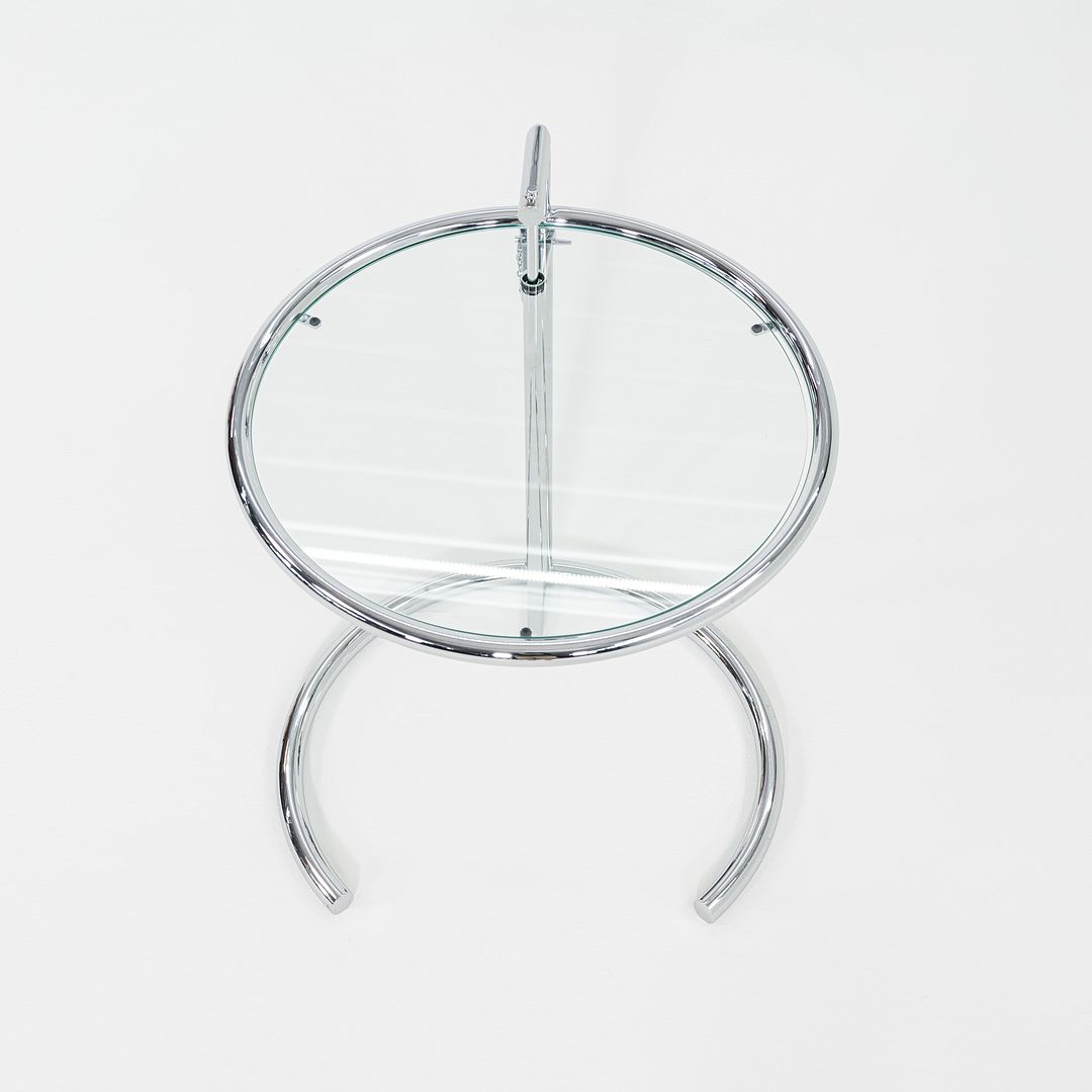 2000s Eileen Gray Adjustable Table E1027 Chrome & Glass Attributed to Classicon