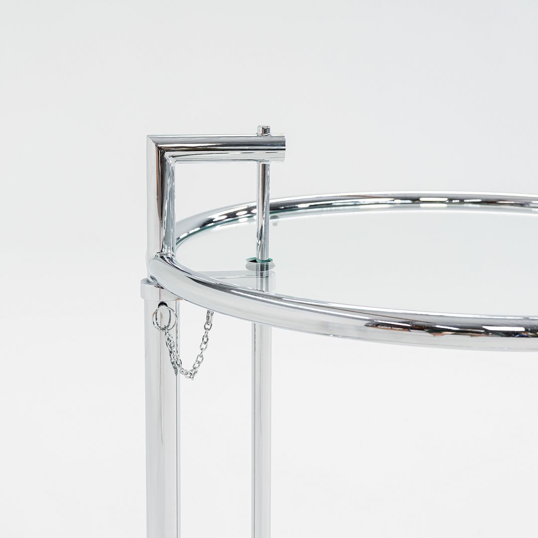 2000s Eileen Gray Adjustable Table E1027 Chrome & Glass Attributed to Classicon
