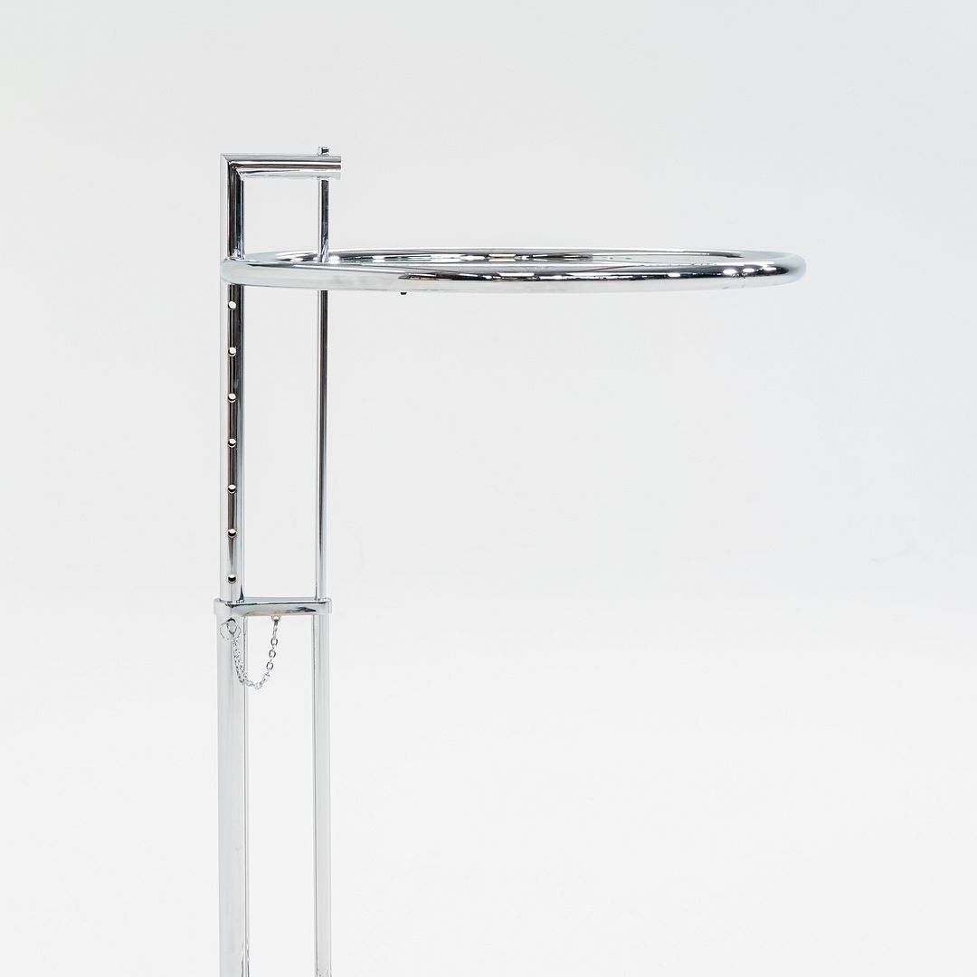 2000s Eileen Gray Adjustable Table E1027 Chrome & Glass Attributed to Classicon