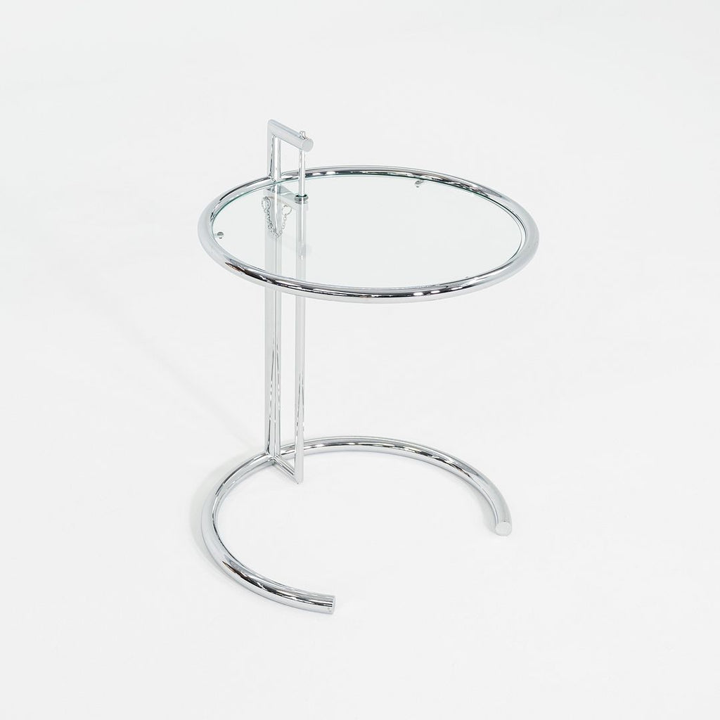 2000s Eileen Gray Adjustable Table E1027 Chrome & Glass Attributed to Classicon