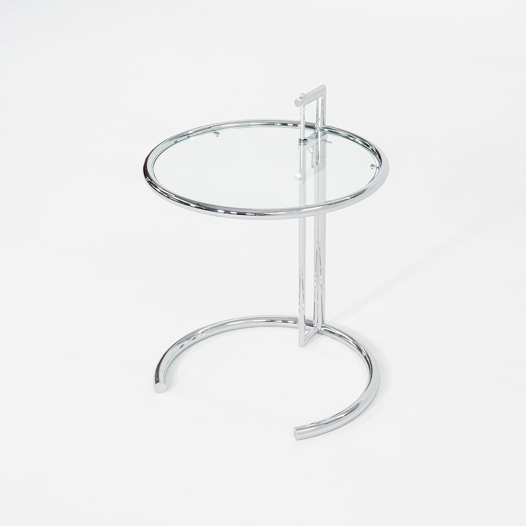 2000s Eileen Gray Adjustable Table E1027 Chrome & Glass Attributed to Classicon