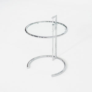2000s Eileen Gray Adjustable Table E1027 Chrome & Glass Attributed to Classicon