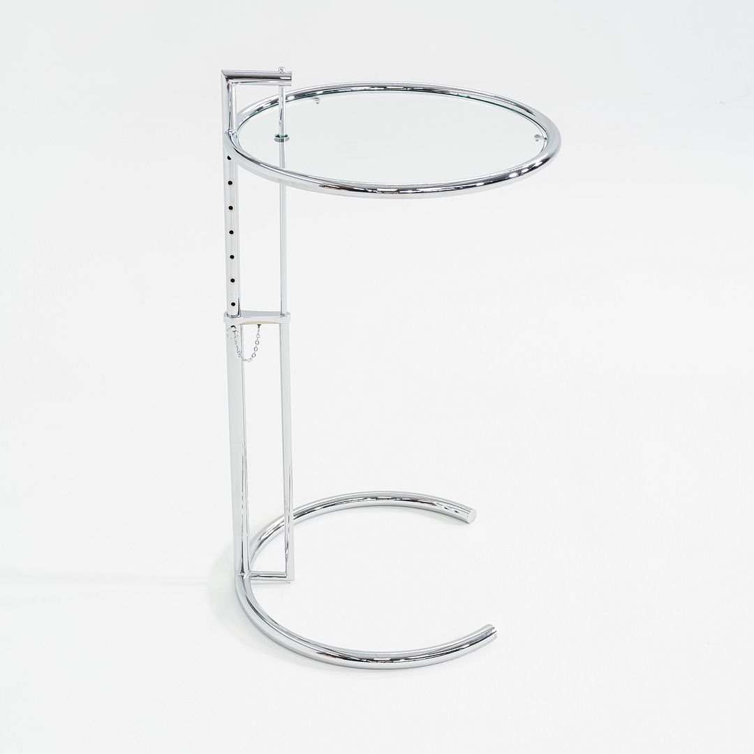 2000s Eileen Gray Adjustable Table E1027 Chrome & Glass Attributed to Classicon