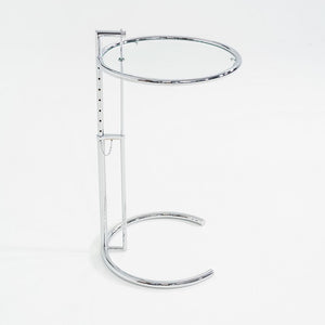 2000s Eileen Gray Adjustable Table E1027 Chrome & Glass Attributed to Classicon