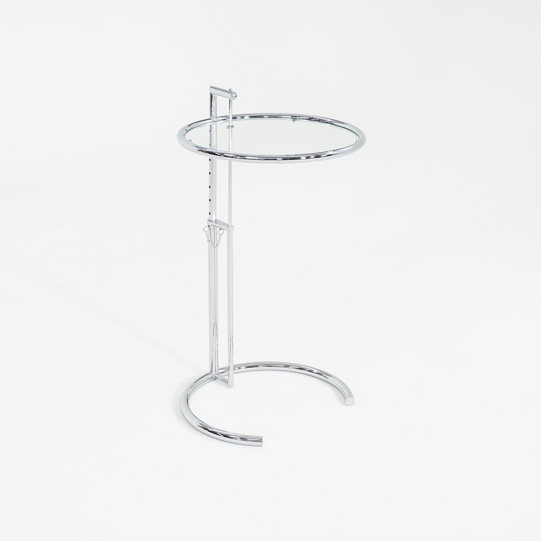 2000s Eileen Gray Adjustable Table E1027 Chrome & Glass Attributed to Classicon