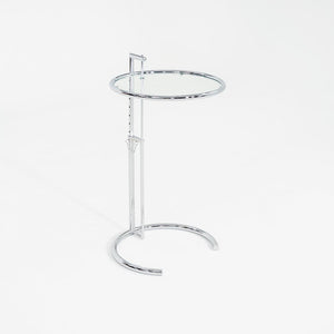 2000s Eileen Gray Adjustable Table E1027 Chrome & Glass Attributed to Classicon