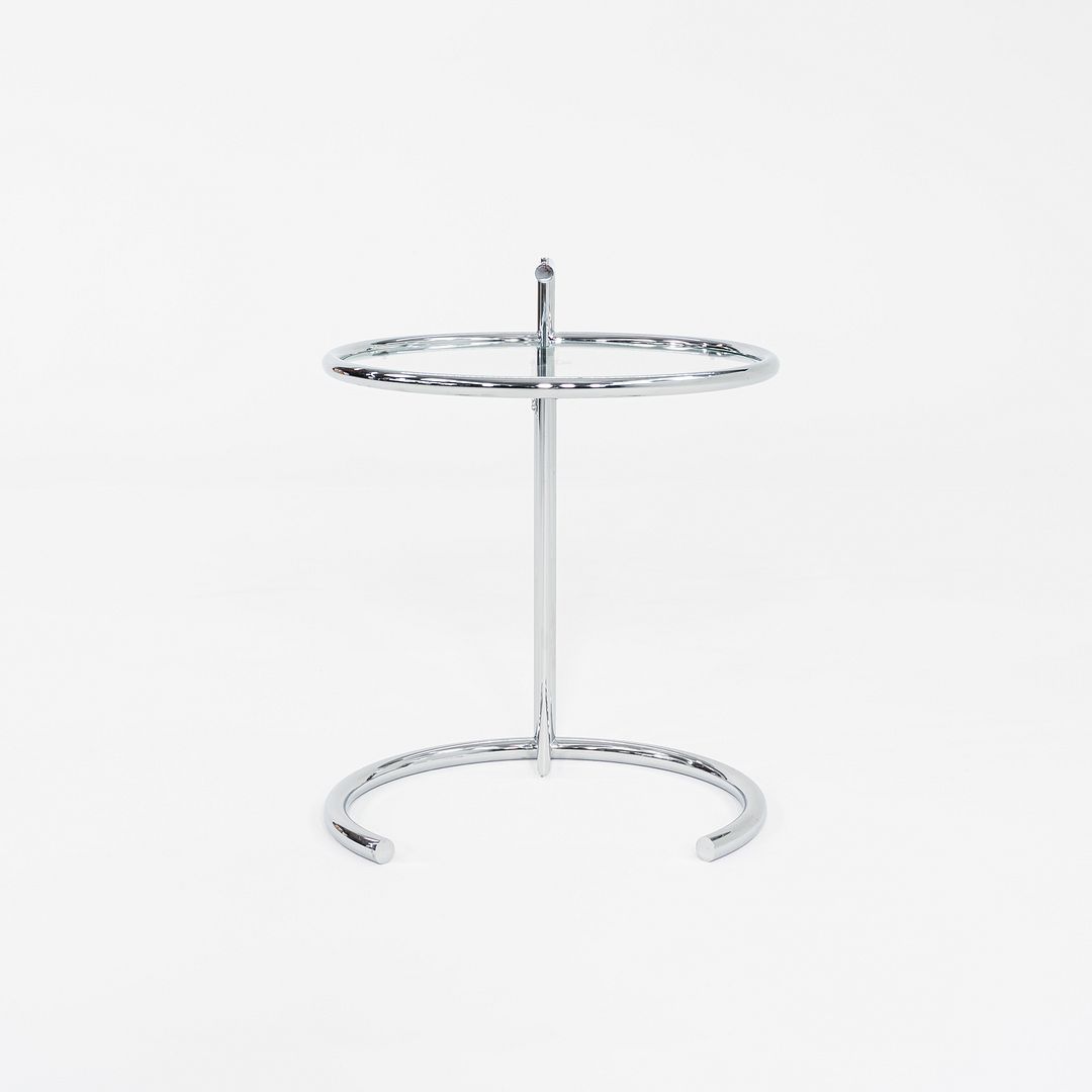 2000s Eileen Gray Adjustable Table E1027 Chrome & Glass Attributed to Classicon
