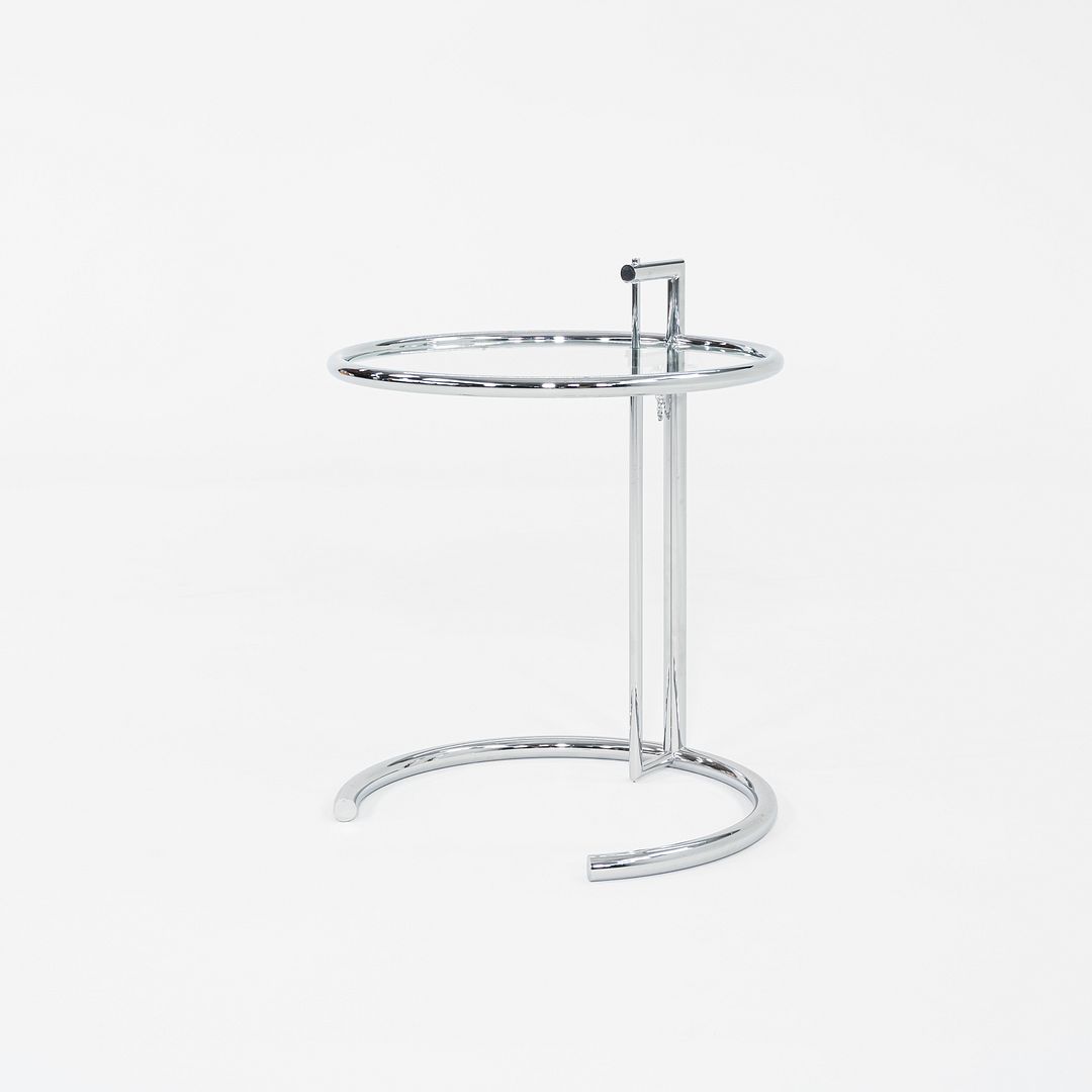 2000s Eileen Gray Adjustable Table E1027 Chrome & Glass Attributed to Classicon