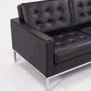 SOLD 2014 Three Seat Sofa by Florence Knoll, Model 1205S3, in Black Leather