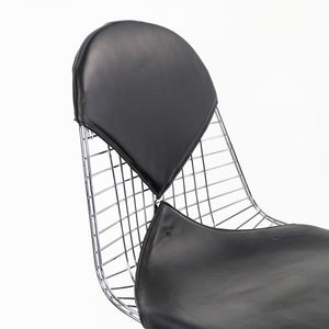 2010s DKR-2 Dining Chair by Ray and Charles Eames for Herman Miller in Black Leather and Chrome Wire