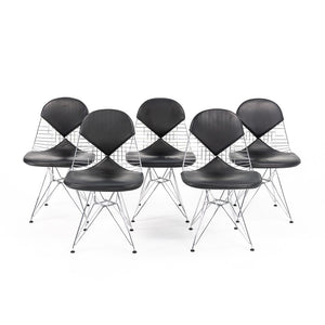 SOLD 2010s DKR-2 Dining Chair by Ray and Charles Eames for Herman Miller in Black Leather and Chrome Wire