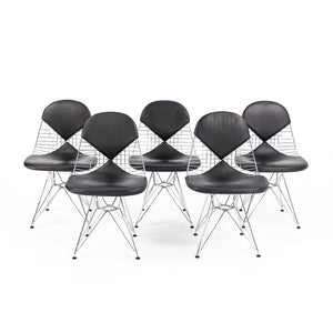 2010s DKR-2 Dining Chair by Ray and Charles Eames for Herman Miller in Black Leather and Chrome Wire
