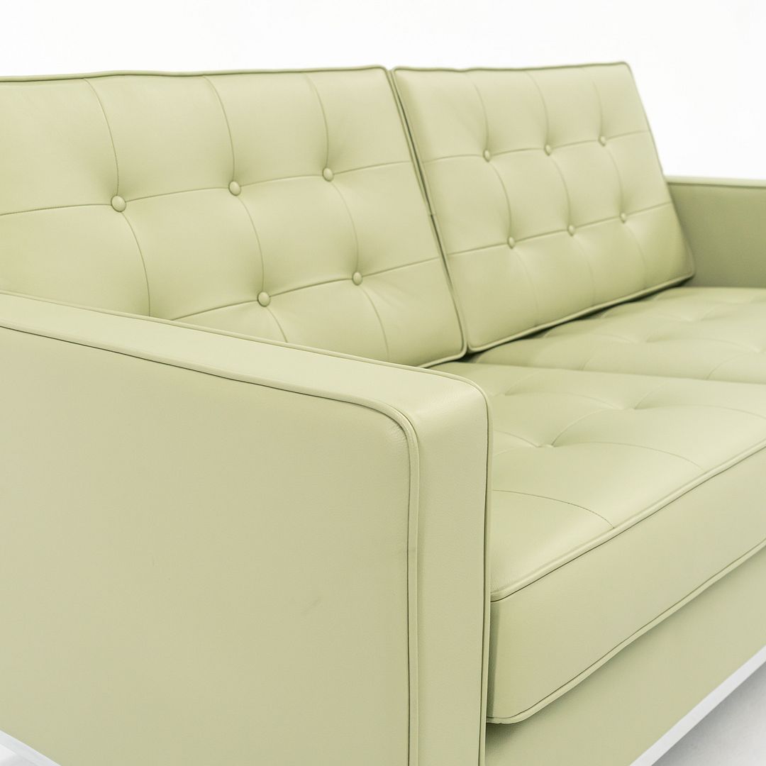 2022 Florence Knoll Settee, Model 1205S2 by Florence Knoll for Knoll Studio in Green Leather