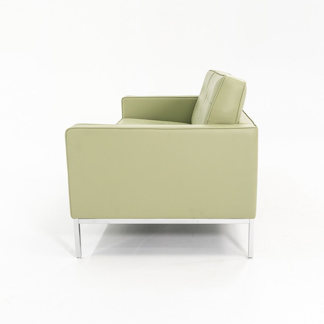 2022 Florence Knoll Settee, Model 1205S2 by Florence Knoll for Knoll Studio in Green Leather