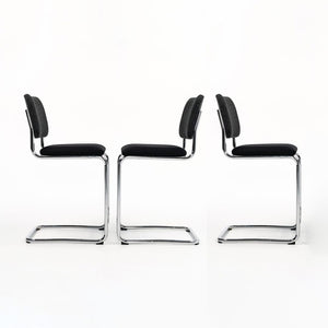 SOLD 2019 Set of Three Cesca Counter Stool 51CM by Marcel Breuer for Knoll in Chromed Steel and Fabric