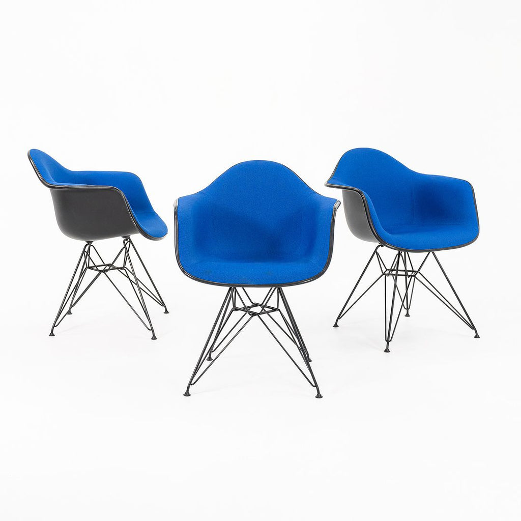 2016 DAR 'Eiffel' Arm Chair by Ray and Charles Eames for Herman Miller in Blue Fabric and Black Fiberglass 3x Available