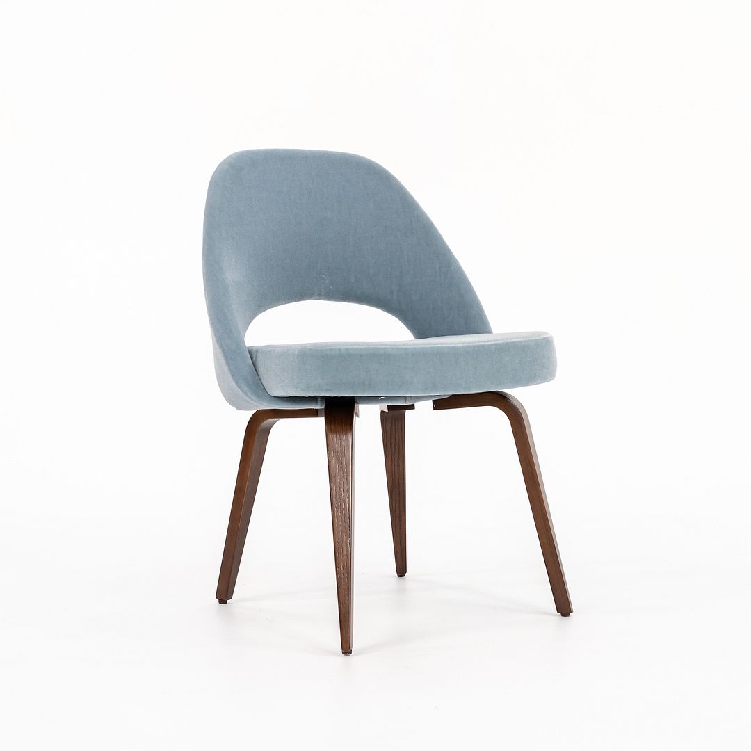 SOLD 2022 Armless Executive Chair, Model 72C by Eero Saarinen for Knoll in Blue Fabric 2x Available