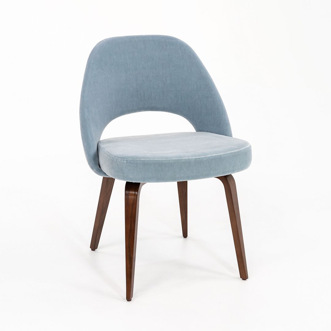 SOLD 2022 Armless Executive Chair, Model 72C by Eero Saarinen for Knoll in Blue Fabric 2x Available