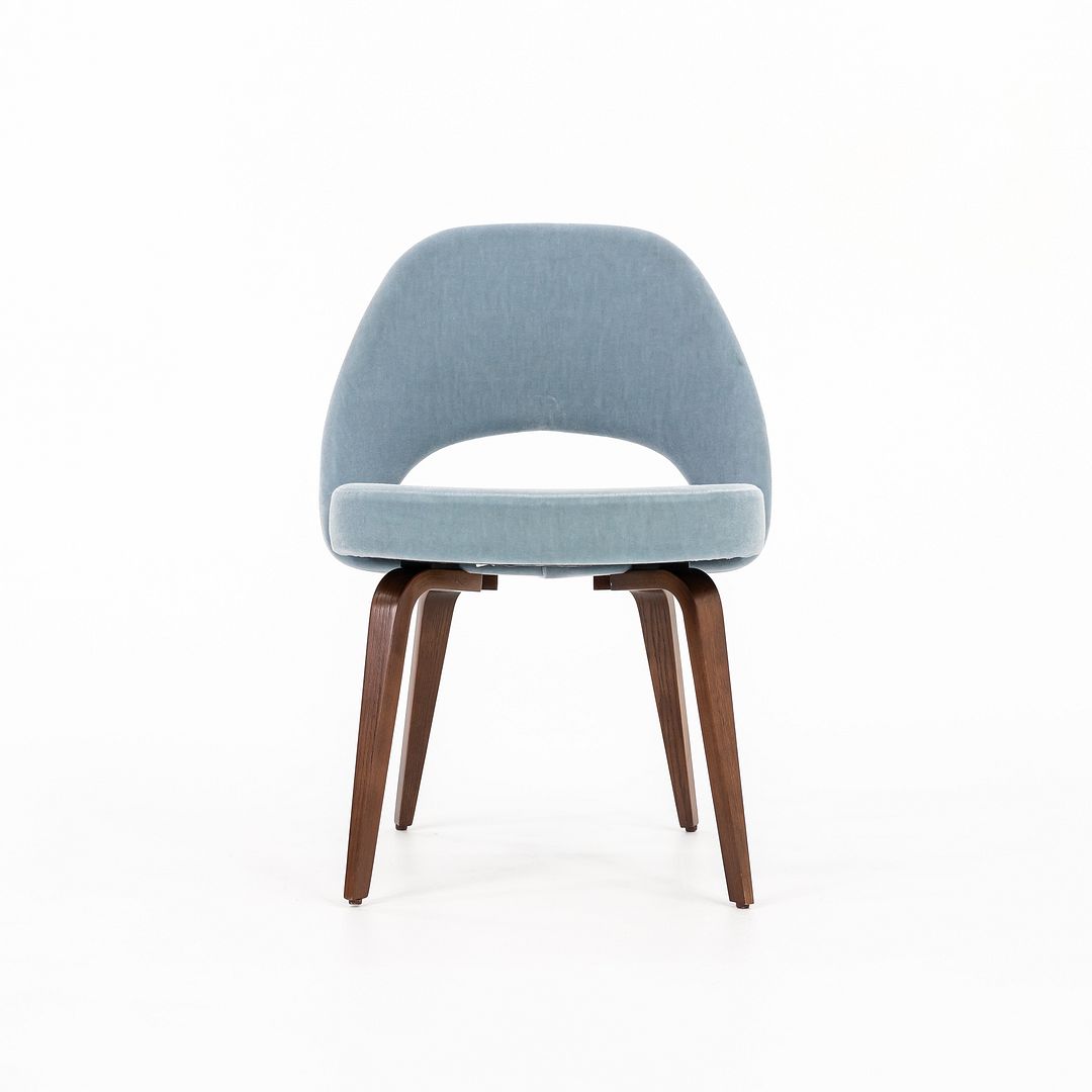 SOLD 2022 Armless Executive Chair, Model 72C by Eero Saarinen for Knoll in Blue Fabric 2x Available