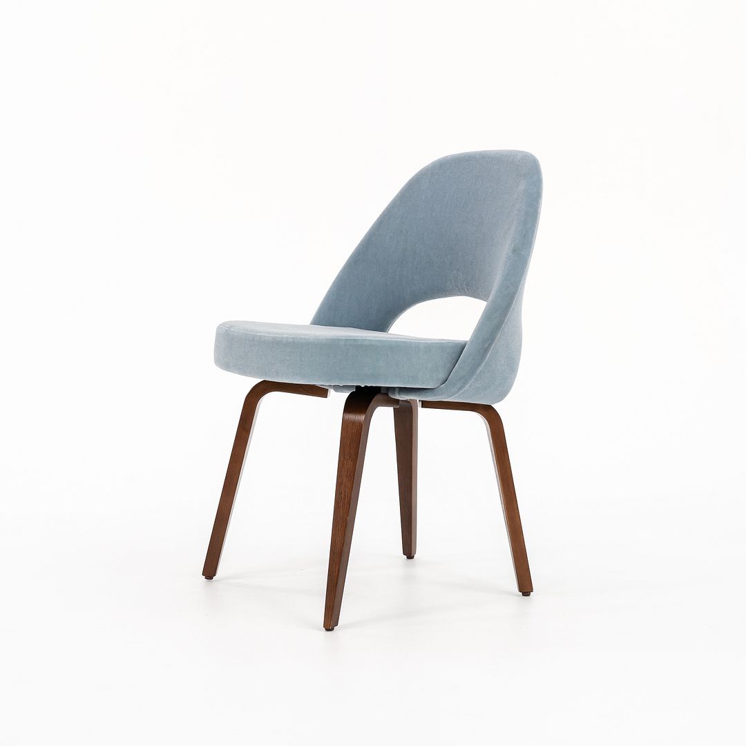 SOLD 2022 Armless Executive Chair, Model 72C by Eero Saarinen for Knoll in Blue Fabric 2x Available