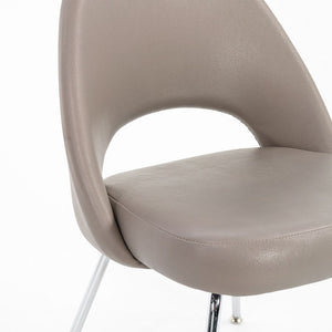2010s Eero Saarinen for Knoll Armless Executive Side Chair Pebbled Grey Leather