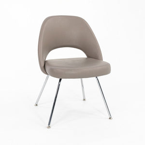 2010s Eero Saarinen for Knoll Armless Executive Side Chair Pebbled Grey Leather