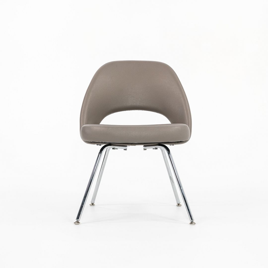 2010s Eero Saarinen for Knoll Armless Executive Side Chair Pebbled Grey Leather