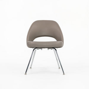 2010s Eero Saarinen for Knoll Armless Executive Side Chair Pebbled Grey Leather