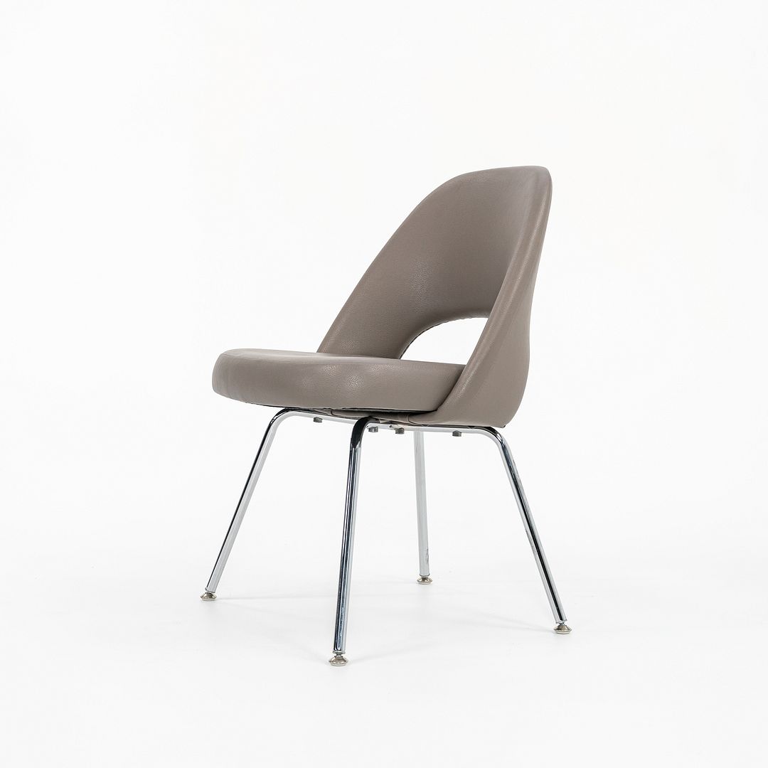 2010s Eero Saarinen for Knoll Armless Executive Side Chair Pebbled Grey Leather