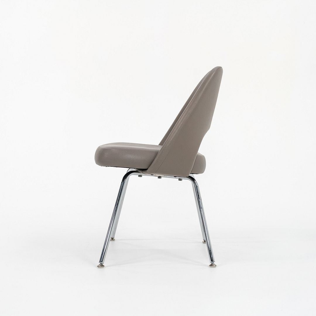 2010s Eero Saarinen for Knoll Armless Executive Side Chair Pebbled Grey Leather