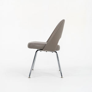 2010s Eero Saarinen for Knoll Armless Executive Side Chair Pebbled Grey Leather