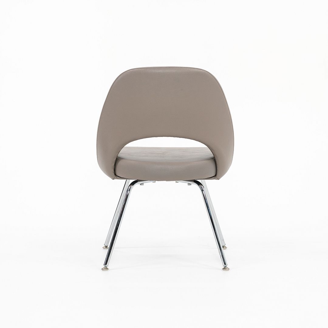 2010s Eero Saarinen for Knoll Armless Executive Side Chair Pebbled Grey Leather