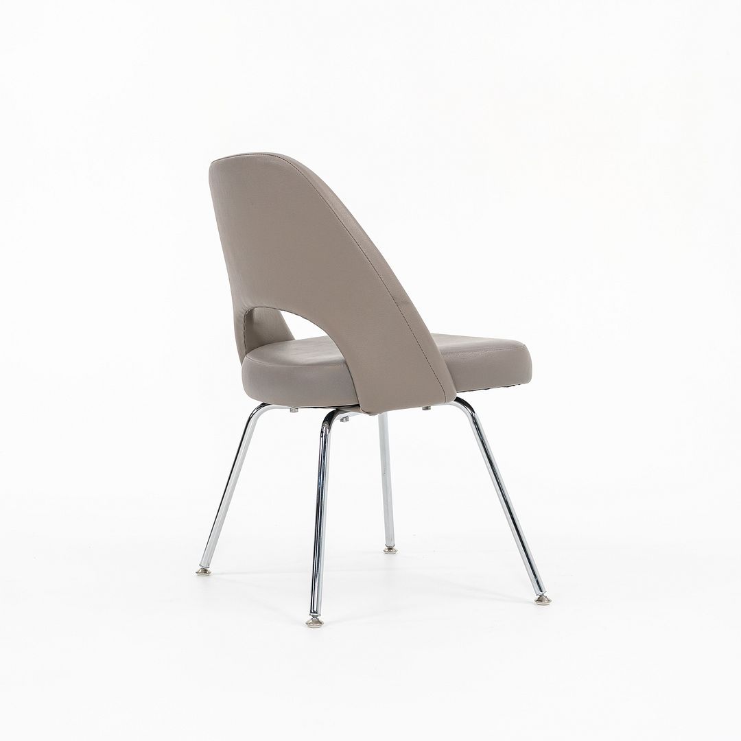 2010s Eero Saarinen for Knoll Armless Executive Side Chair Pebbled Grey Leather