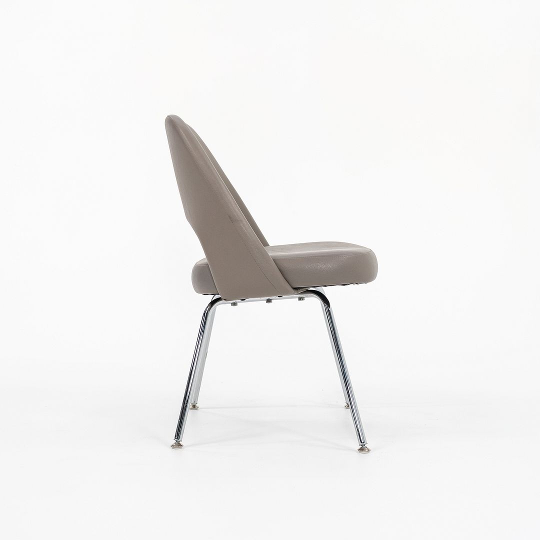 2010s Eero Saarinen for Knoll Armless Executive Side Chair Pebbled Grey Leather