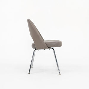 2010s Eero Saarinen for Knoll Armless Executive Side Chair Pebbled Grey Leather
