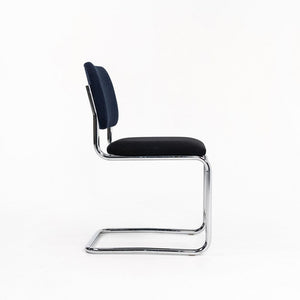 2019 Cesca Armless Side Chair, 51C by Marcel Breuer for Knoll in Chrome with Blue / Grey Fabric 7x Available