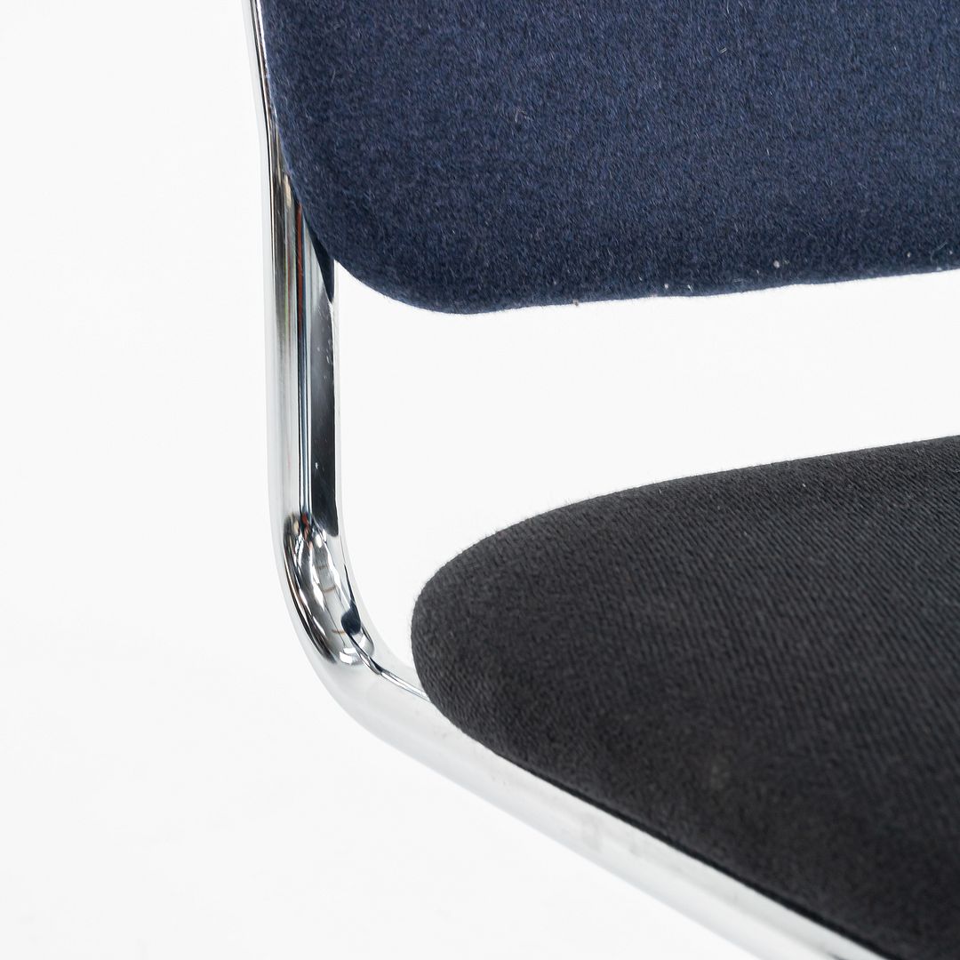 2019 Cesca Armless Side Chair, 51C by Marcel Breuer for Knoll in Chrome with Blue / Grey Fabric 7x Available