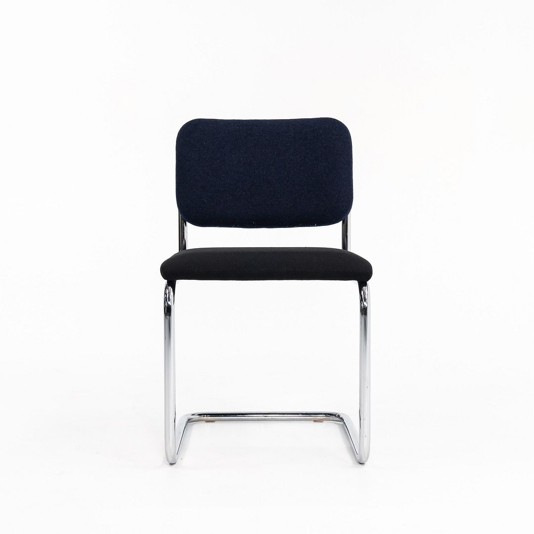 2019 Cesca Armless Side Chair, 51C by Marcel Breuer for Knoll in Chrome with Blue / Grey Fabric 7x Available